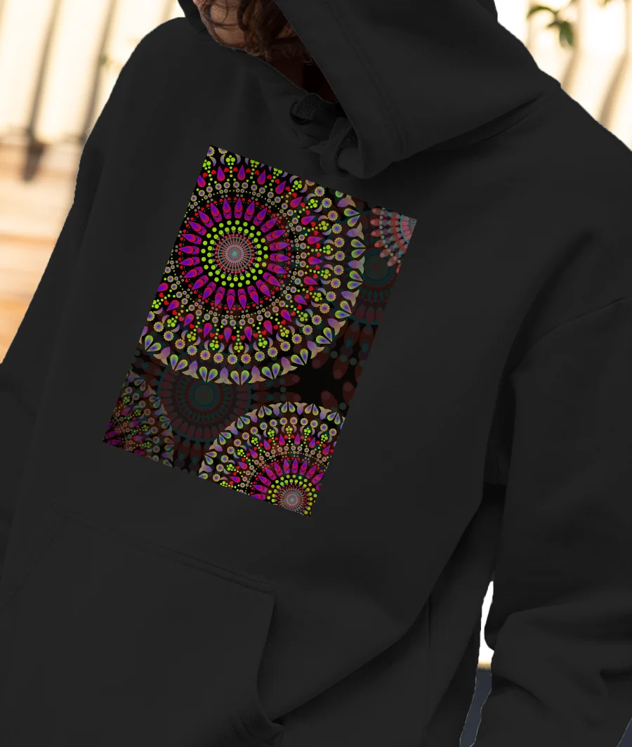 Indian vibrant mandala Front-Printed Hoodie