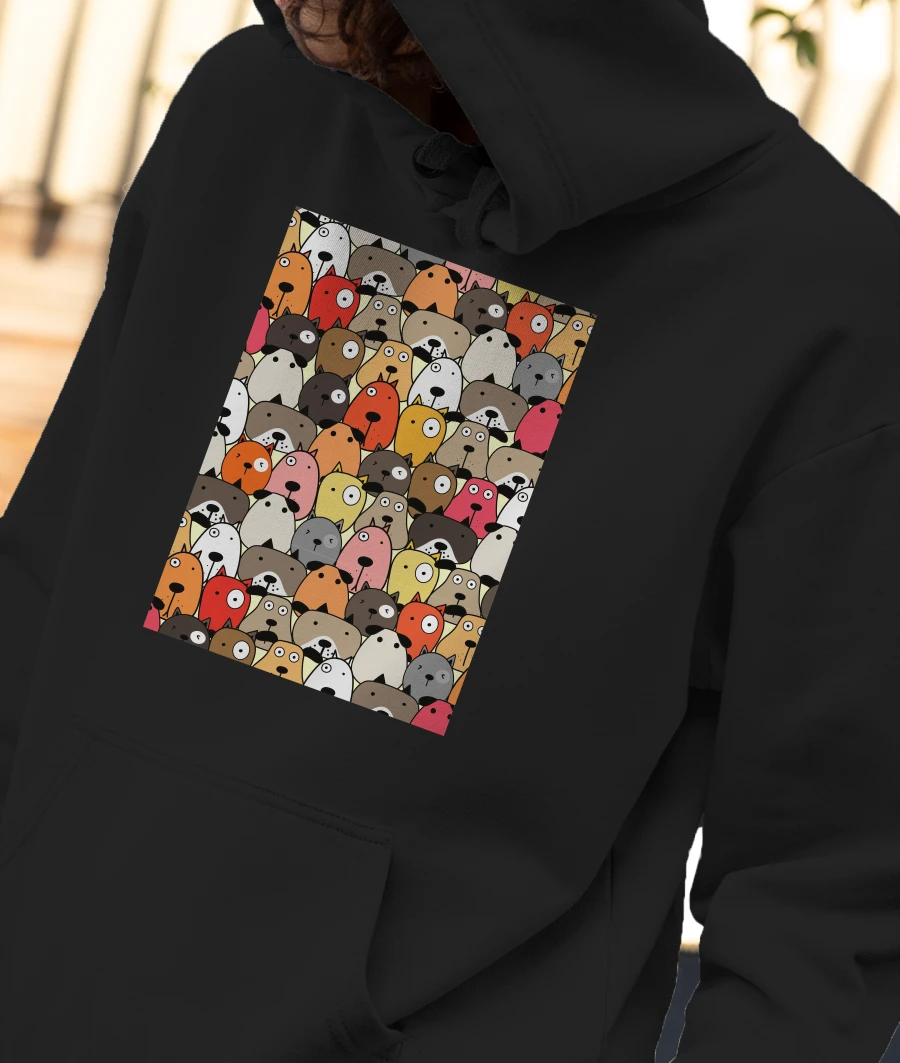 Doodle dog love Front-Printed Hoodie