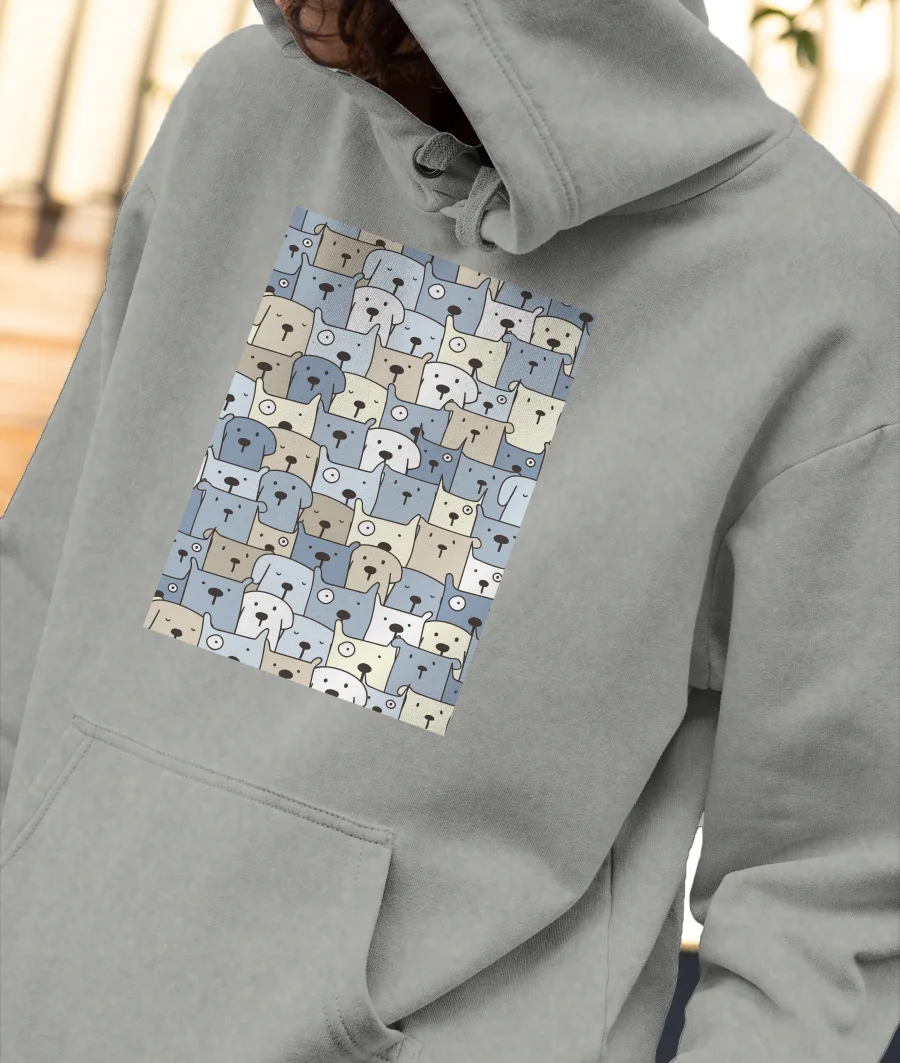 Doodle Happy dog illustration Front-Printed Hoodie