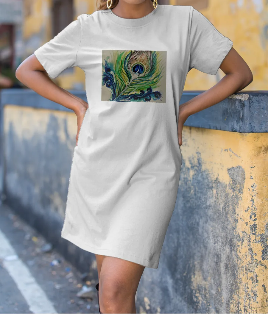 Peacock piece or feather in bridge color T-Shirt Dress