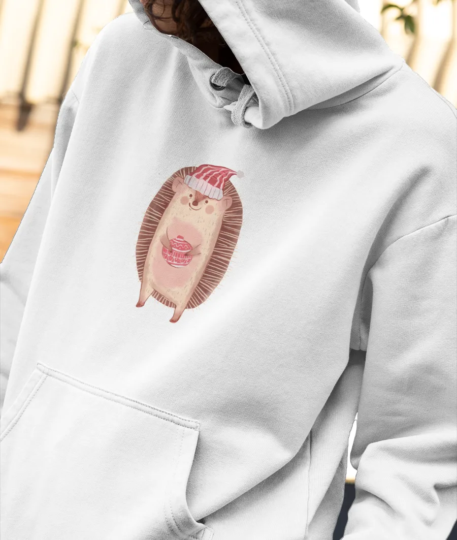 Christmas Porcupine with Gift Front-Printed Hoodie