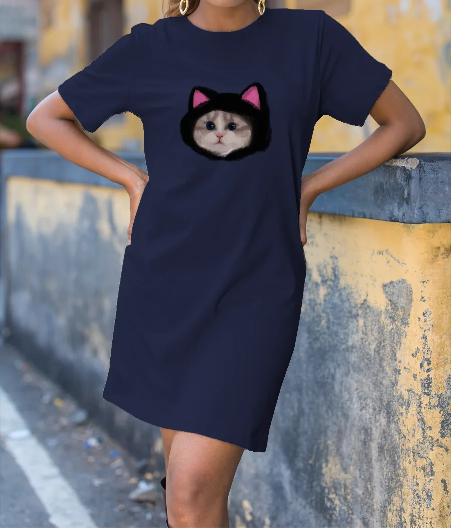 silly cat wearing silly hat 1 T-Shirt Dress