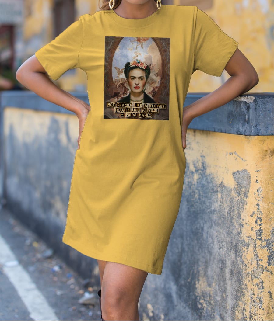Frida Kahlo Quote x Renaissance Painting T-Shirt Dress