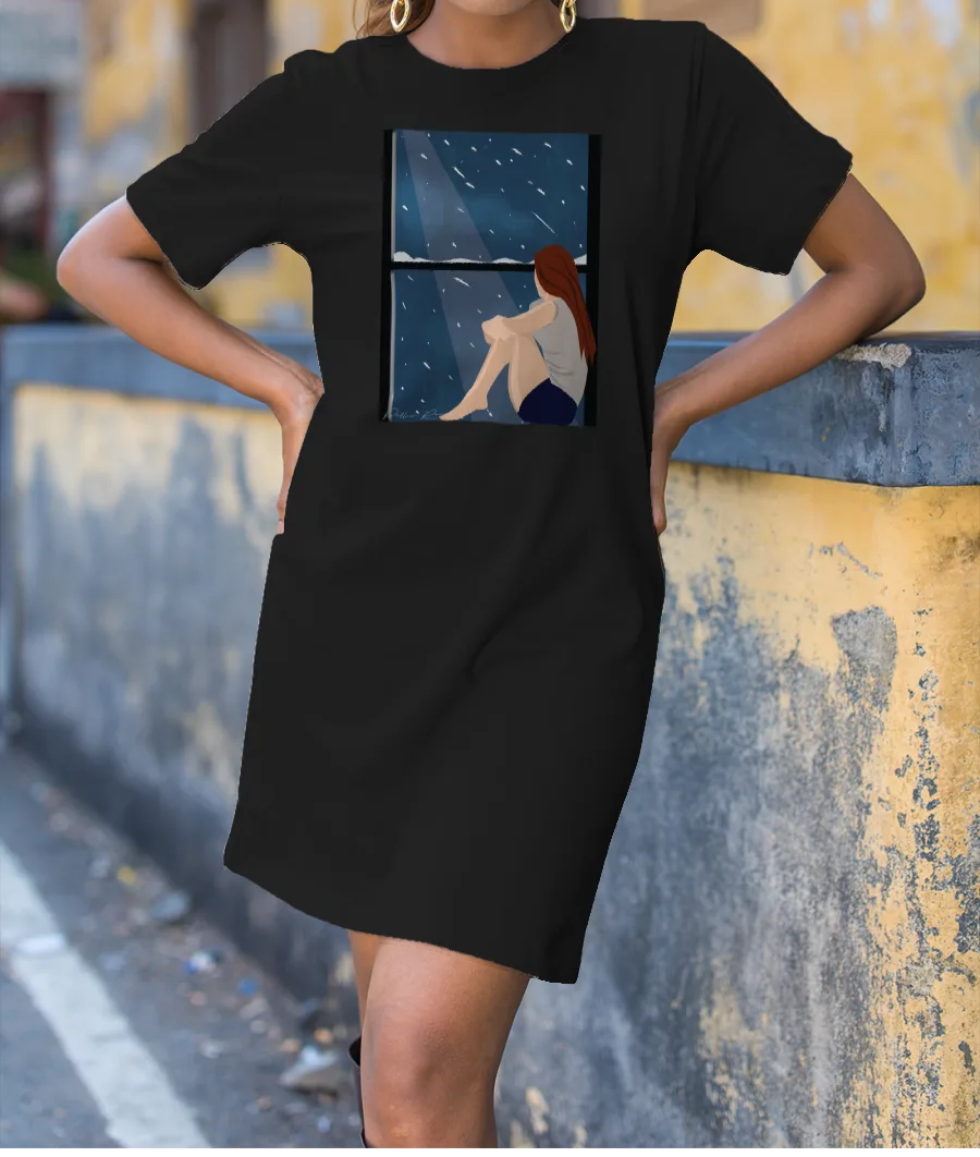 Snowy Night T-Shirt Dress