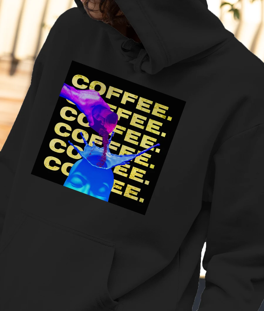 Pouring Coffee Front-Printed Hoodie
