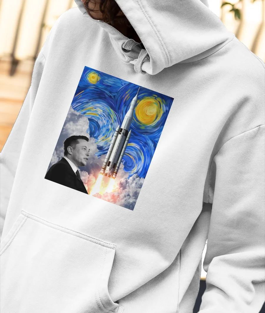 Space x Van Gogh  Front-Printed Hoodie