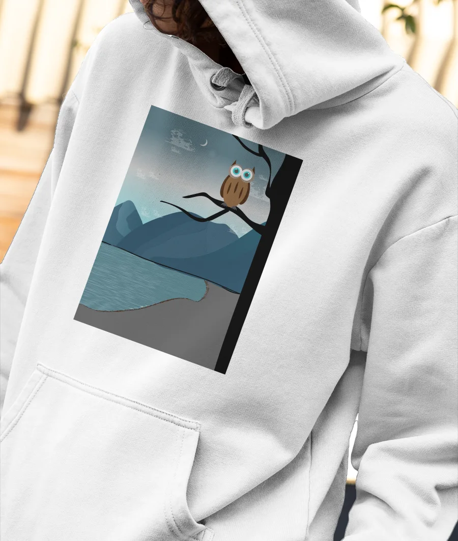 Landscape with Owl Front-Printed Hoodie