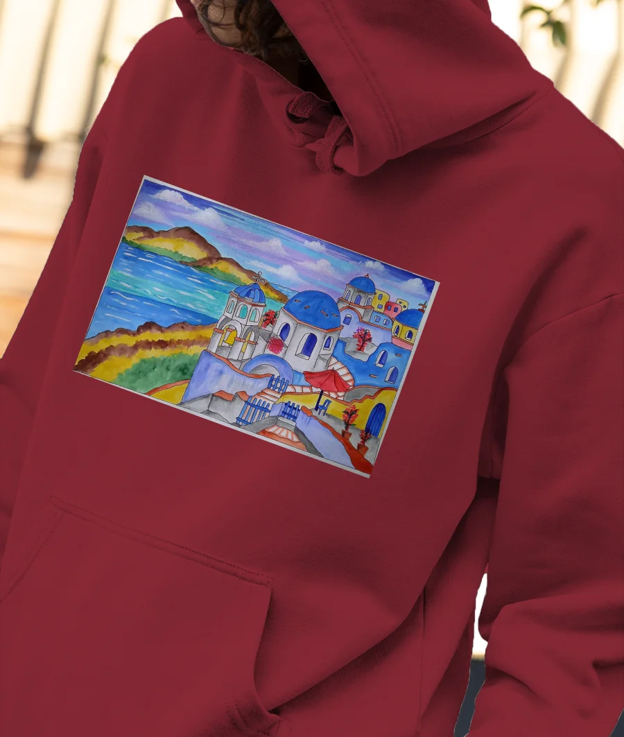 Santorini vibes  Front-Printed Hoodie