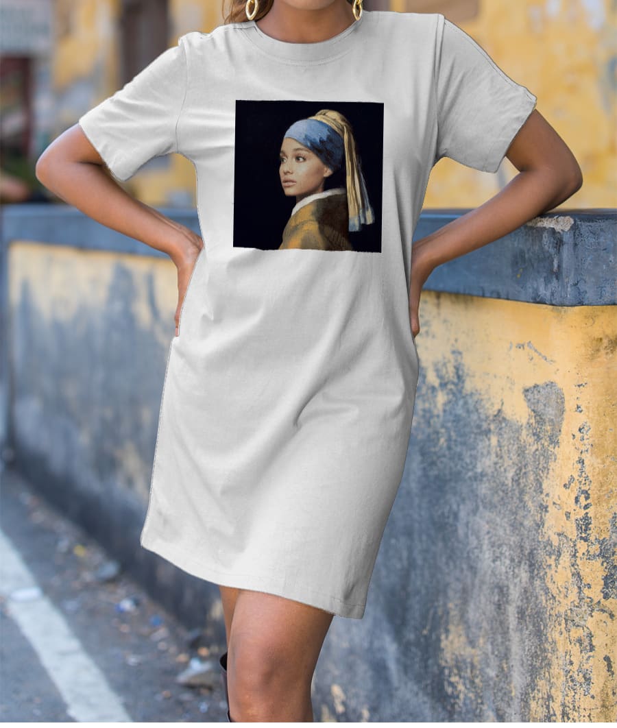 Ariana Grande x The girl with a pearl earring painting T-Shirt Dress