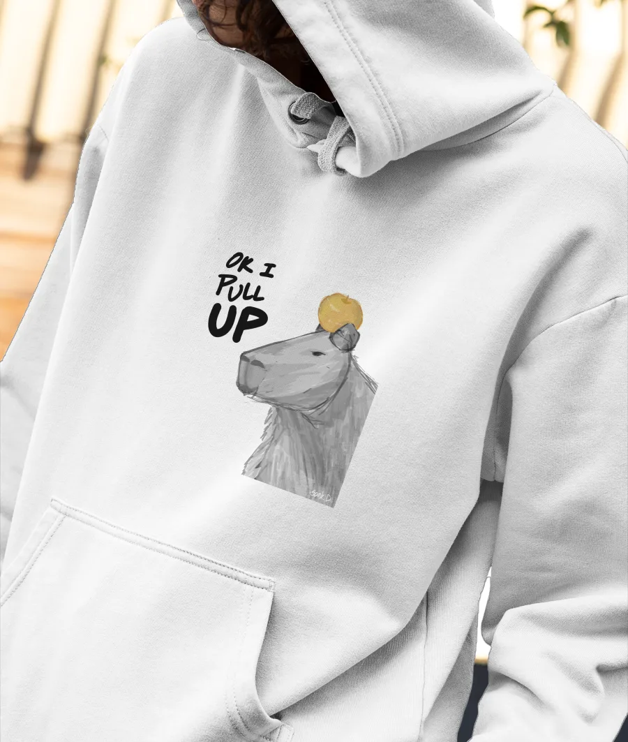 Ok I pull up | Capybara Front-Printed Hoodie