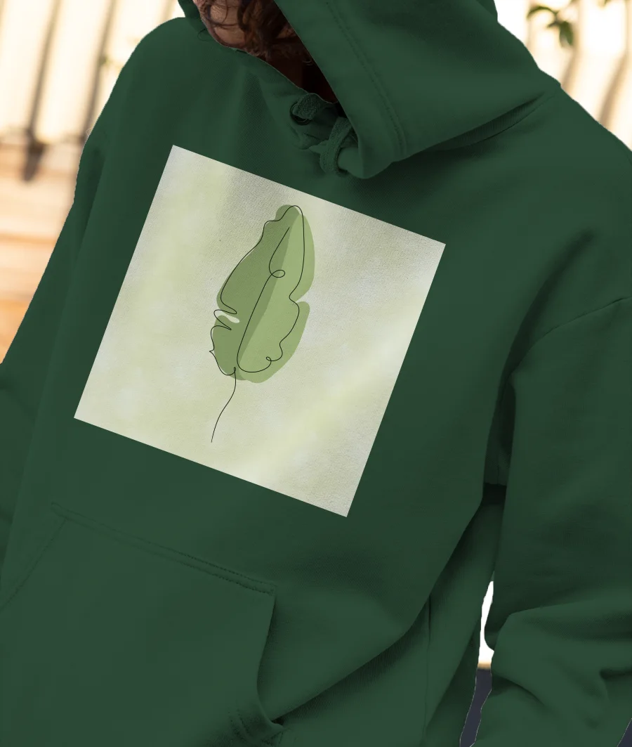 Palm leaf line art Front-Printed Hoodie