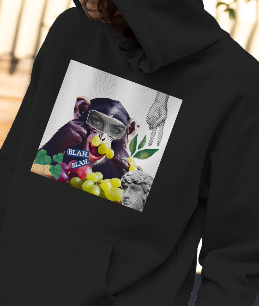 Blah Blah Front-Printed Hoodie