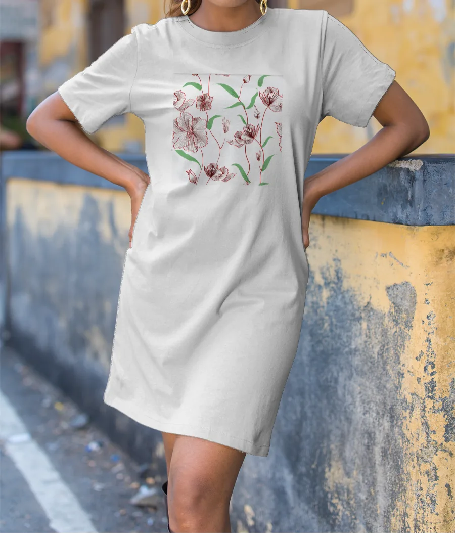 line floral prints T-Shirt Dress