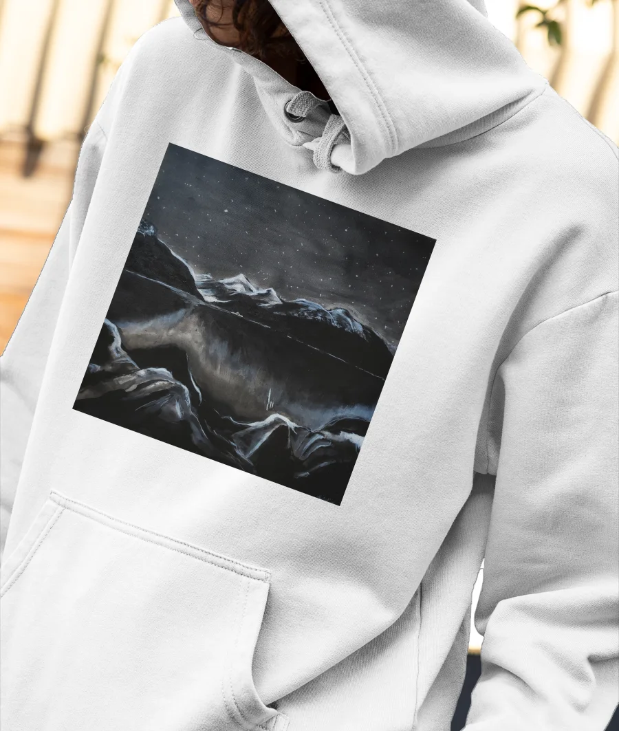 Black and white landscape Front-Printed Hoodie