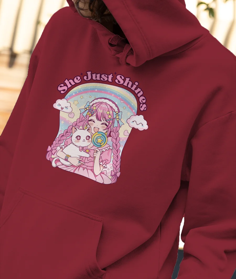 Japanese Cute Cat Anime Girl Front-Printed Hoodie