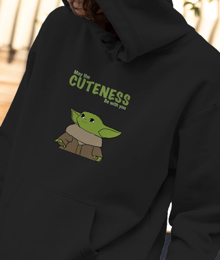 Baby Yoda May the Cuteness be with you Front-Printed Hoodie