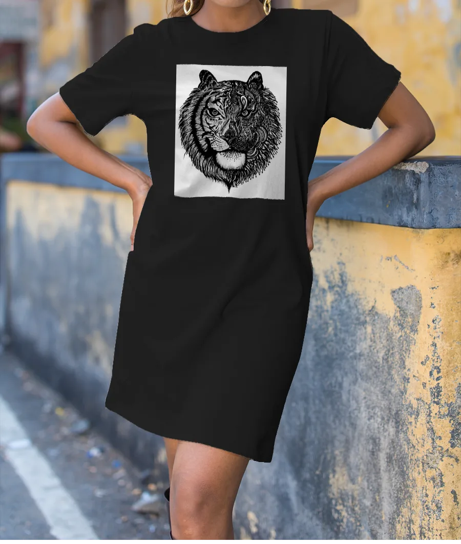 Illustrated Tiger🐯 T-Shirt Dress