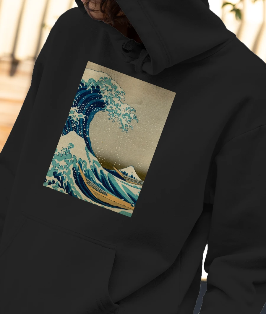The Great Wave off Kanagawa by Hokusai Front-Printed Hoodie