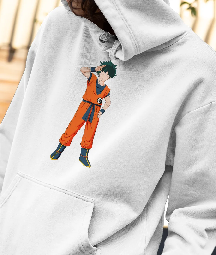 Izuku midoriya X Dragon Ball z Front-Printed Hoodie