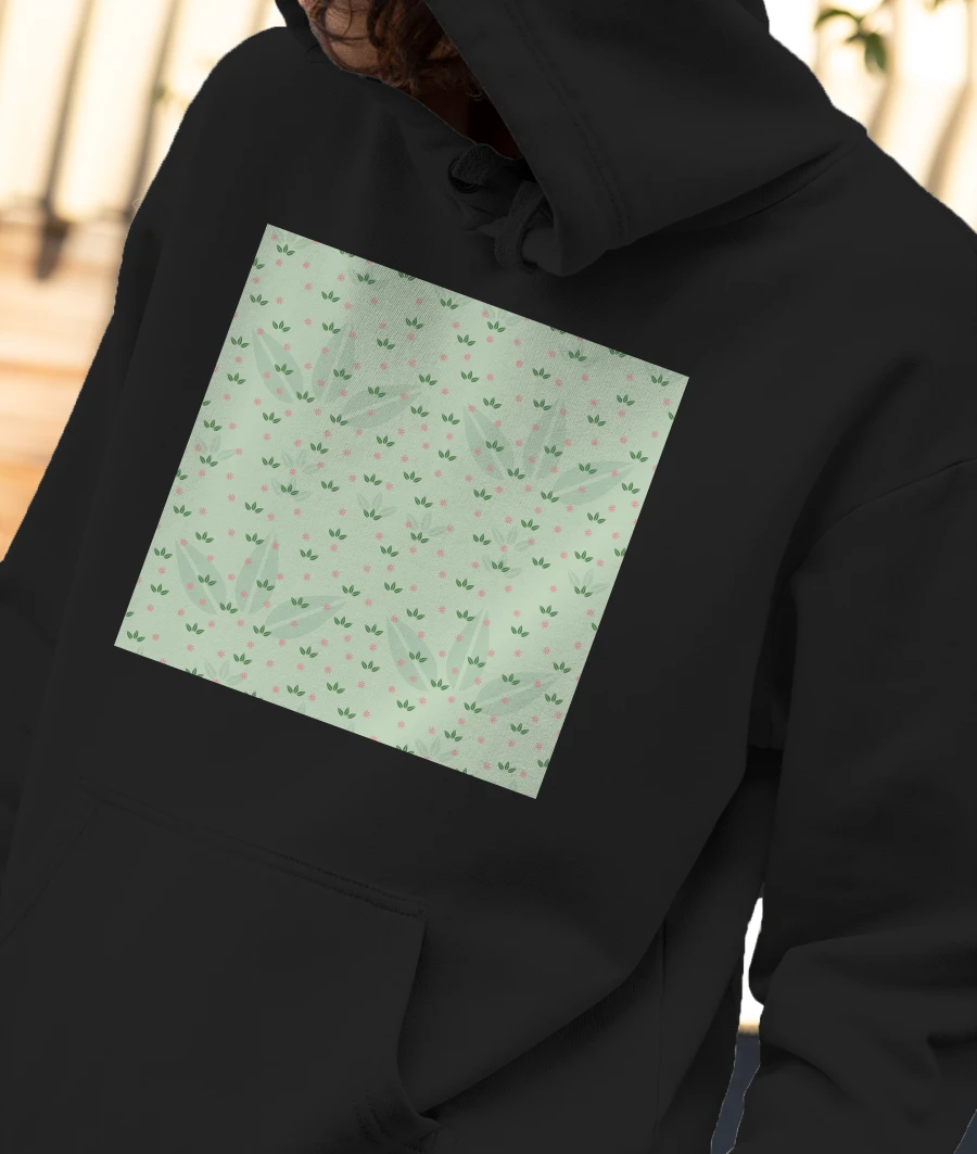 leaves and flowers Front-Printed Hoodie