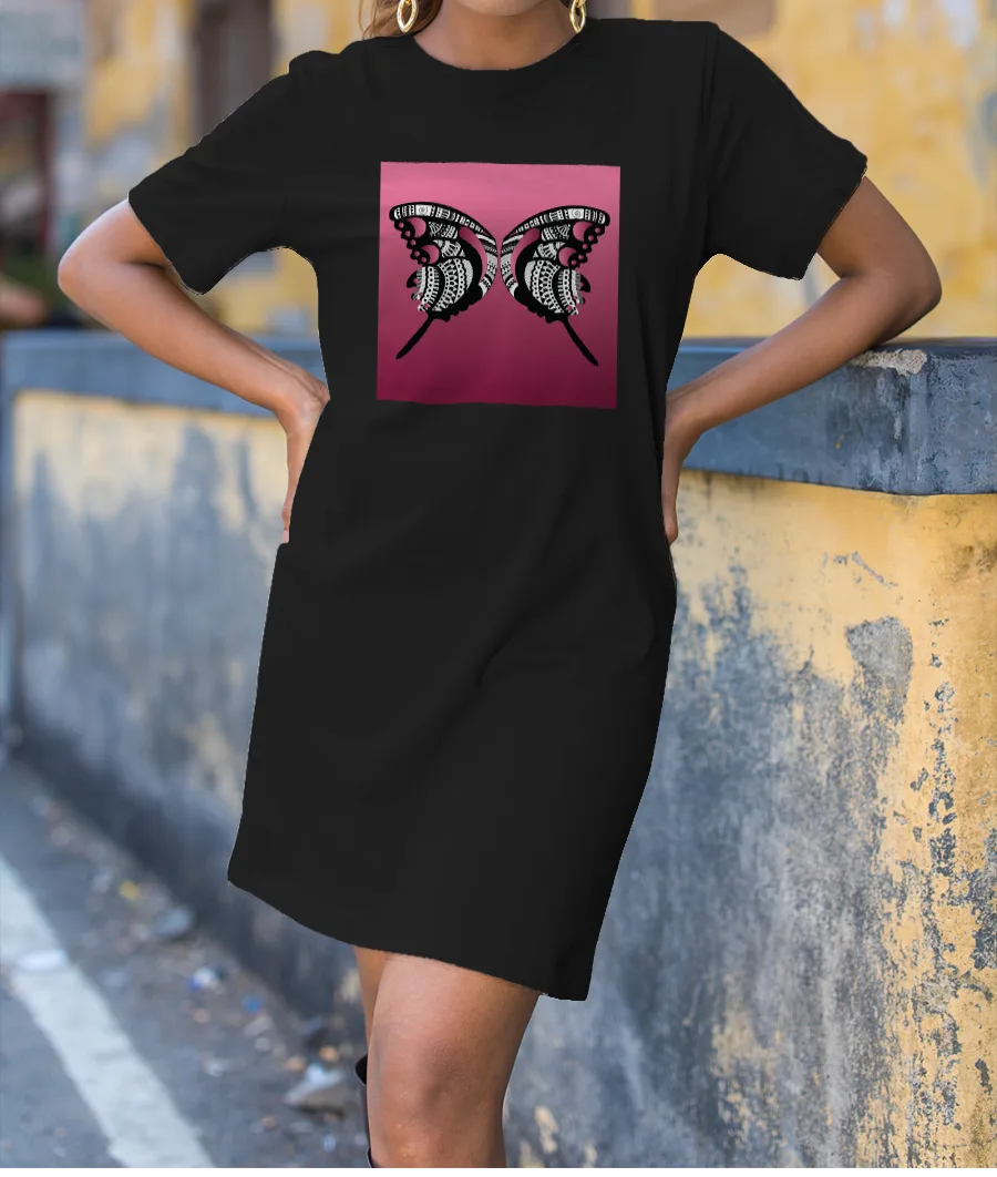 The black and white butterfly T-Shirt Dress