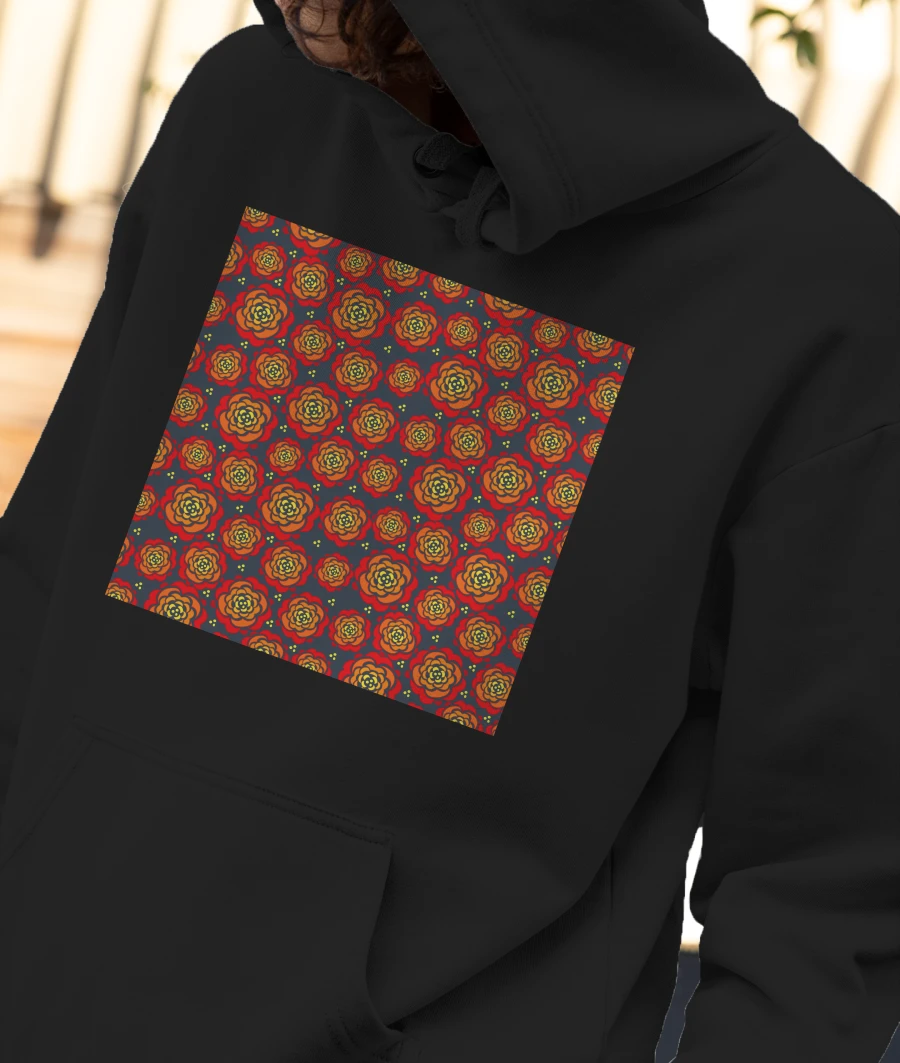 Red flowers seamless print Front-Printed Hoodie