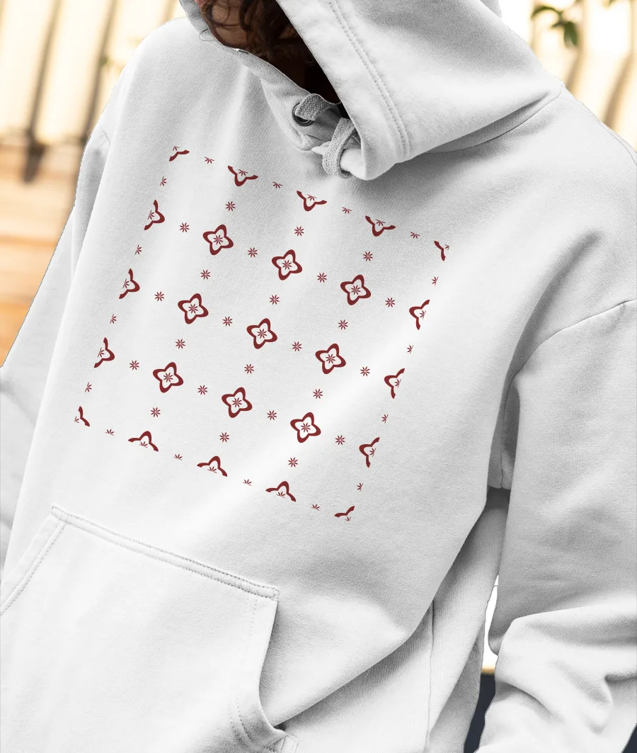 maroon traditinal seamless print Front-Printed Hoodie