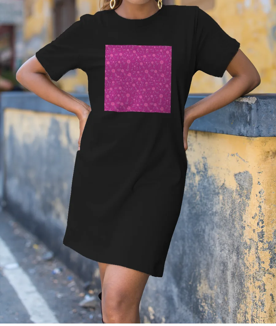 Purple flowers T-Shirt Dress