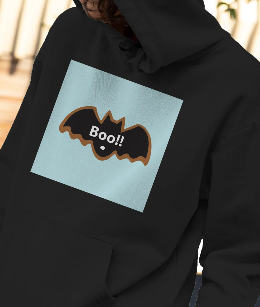 HALLOWEEN boo bat Front-Printed Hoodie