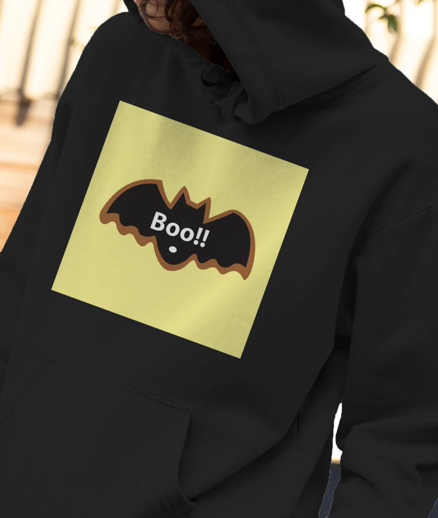 HALLOWEEN yellow Boo bat  Front-Printed Hoodie