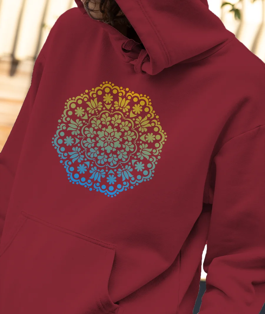 Lotus Designed Floral Mandala Front-Printed Hoodie