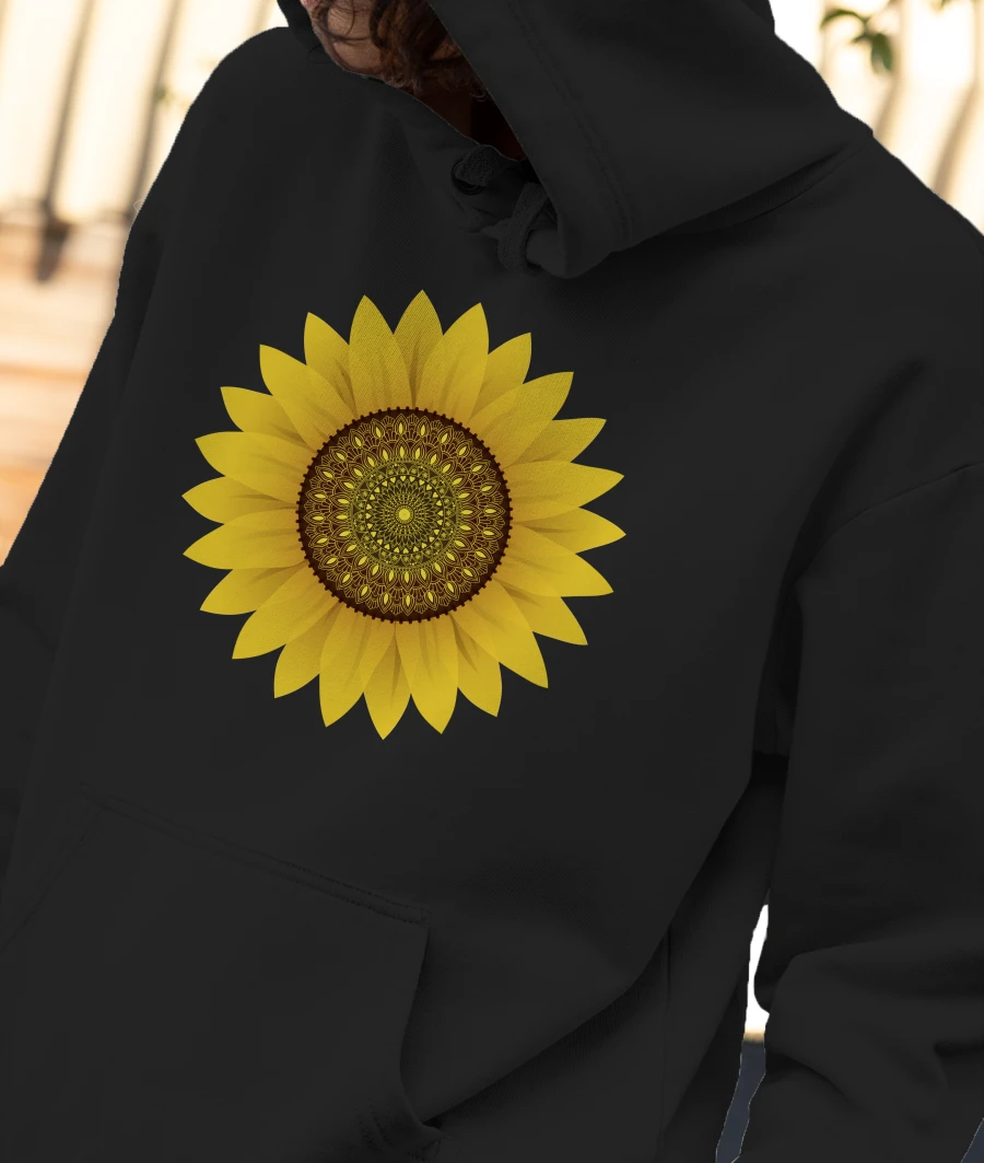 Sunflower Mandala (Golden) Front-Printed Hoodie