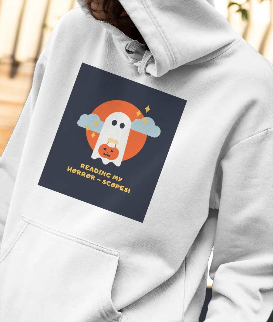 ghost reading my horror scope Front-Printed Hoodie