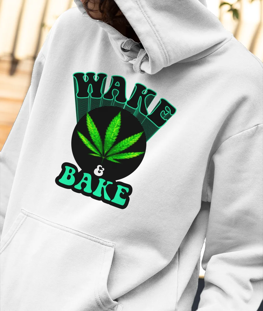 wake and bake Front-Printed Hoodie