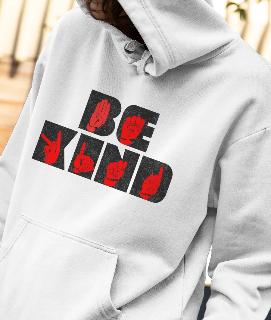 asl be kind Front-Printed Hoodie