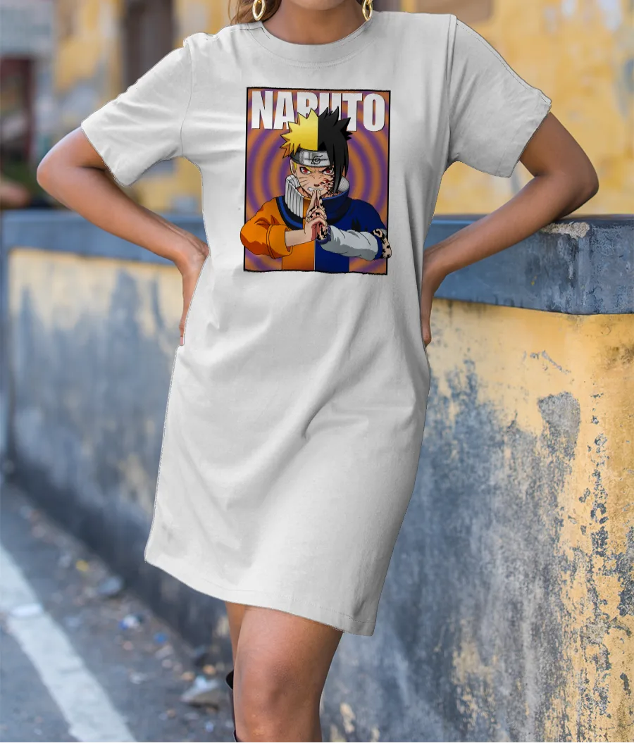 Naruto Sasuke Split T-Shirt Dress