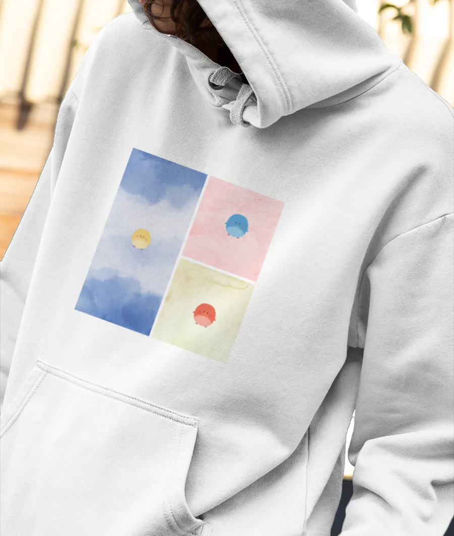 Cute Friendship Birds Front-Printed Hoodie