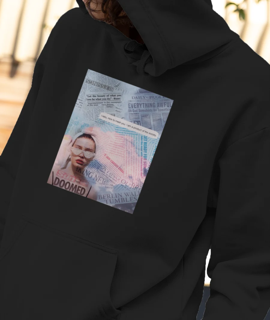 Vintage newpaper pattern  Front-Printed Hoodie