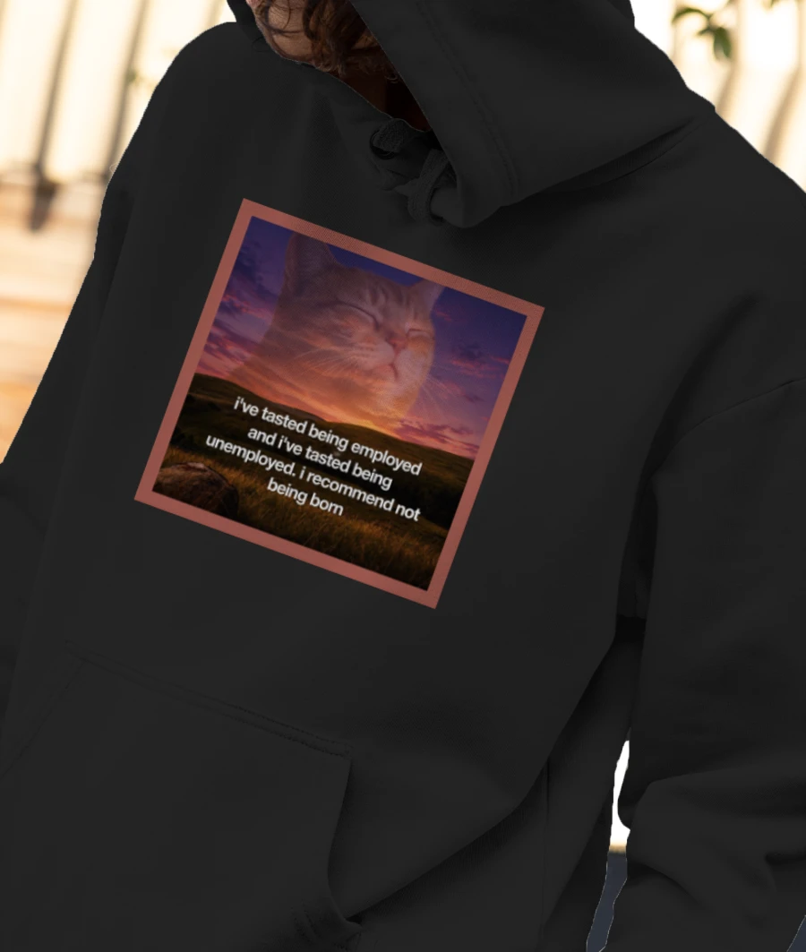 Sad cat philosophy nihilism Front-Printed Hoodie