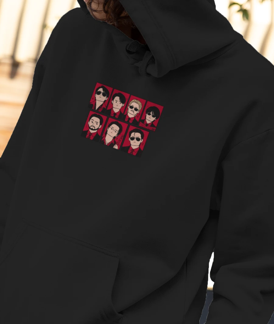 BTS arirang 2.0 cartoon-red Front-Printed Hoodie