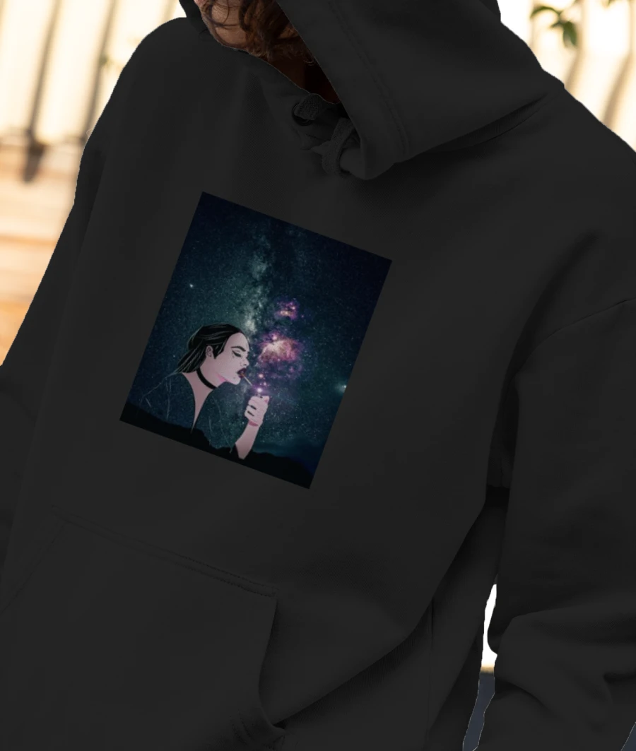 smoking stars Front-Printed Hoodie