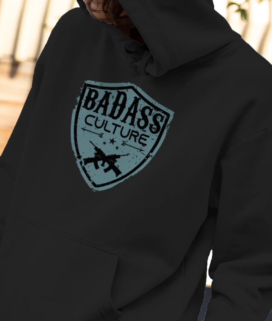 Vintage Badass Culture Front-Printed Hoodie