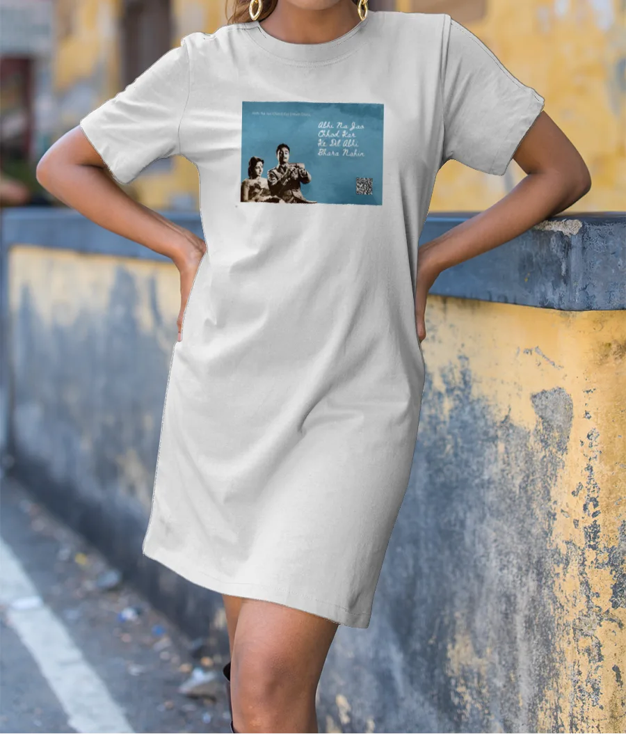 Musical Postcard On a T-Shirt-ABHI NA JAO T-Shirt Dress