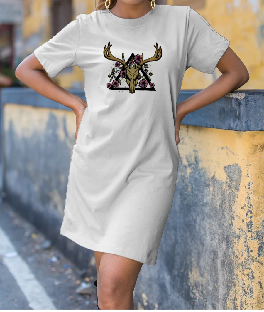 Skulls and Flowers T-Shirt Dress