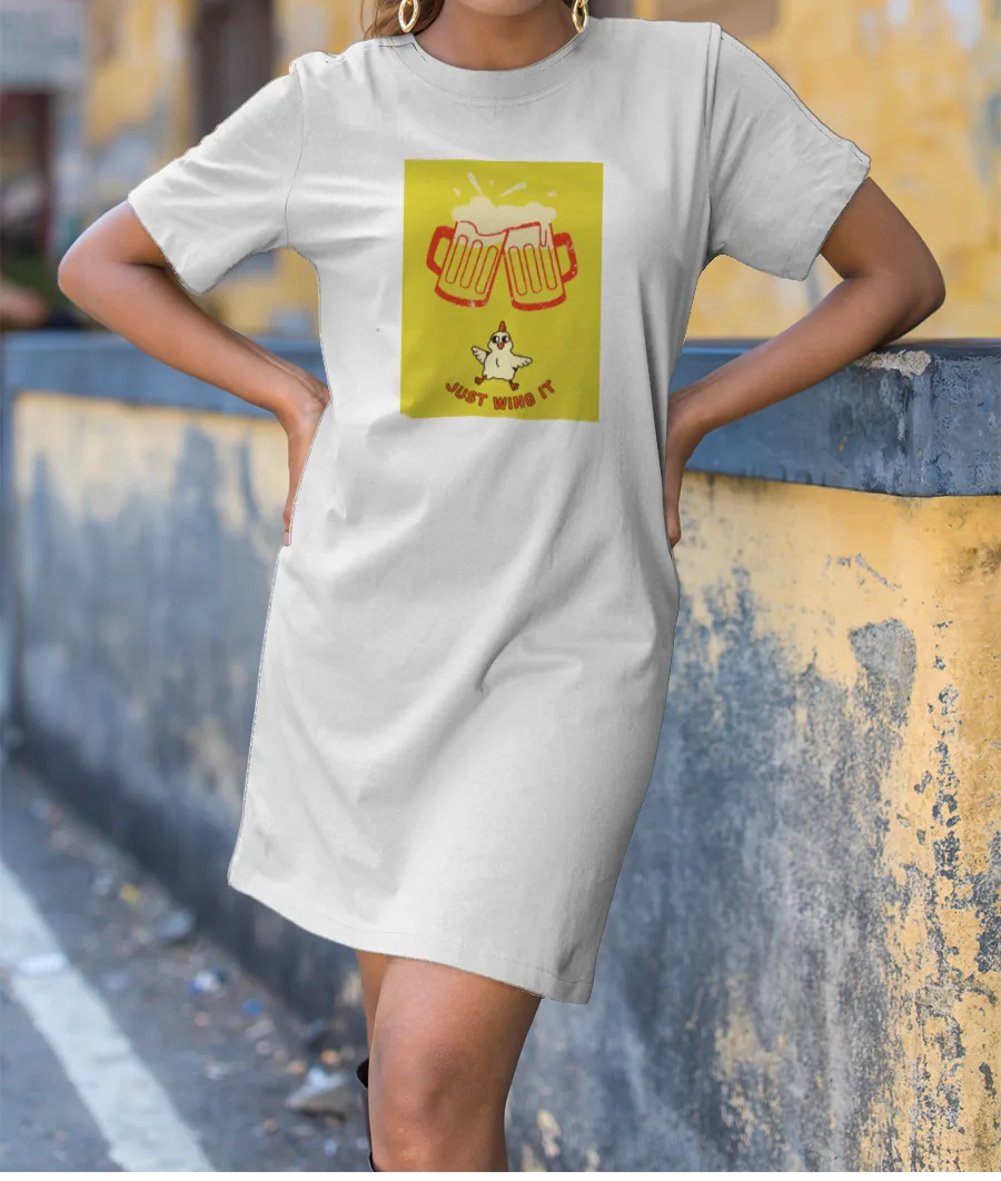 chicken wings yellow T-Shirt Dress