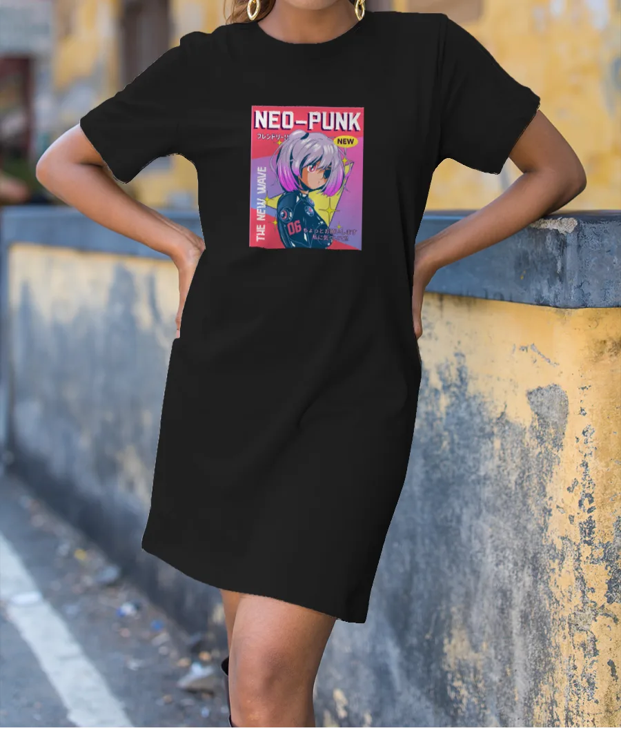 Neo Punk Anime Girl T-Shirt Dress