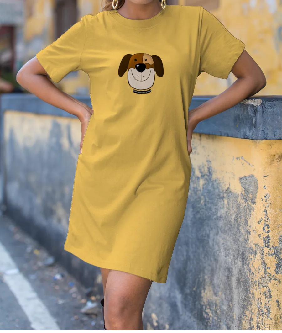 Cute Puppy Face T-Shirt Dress