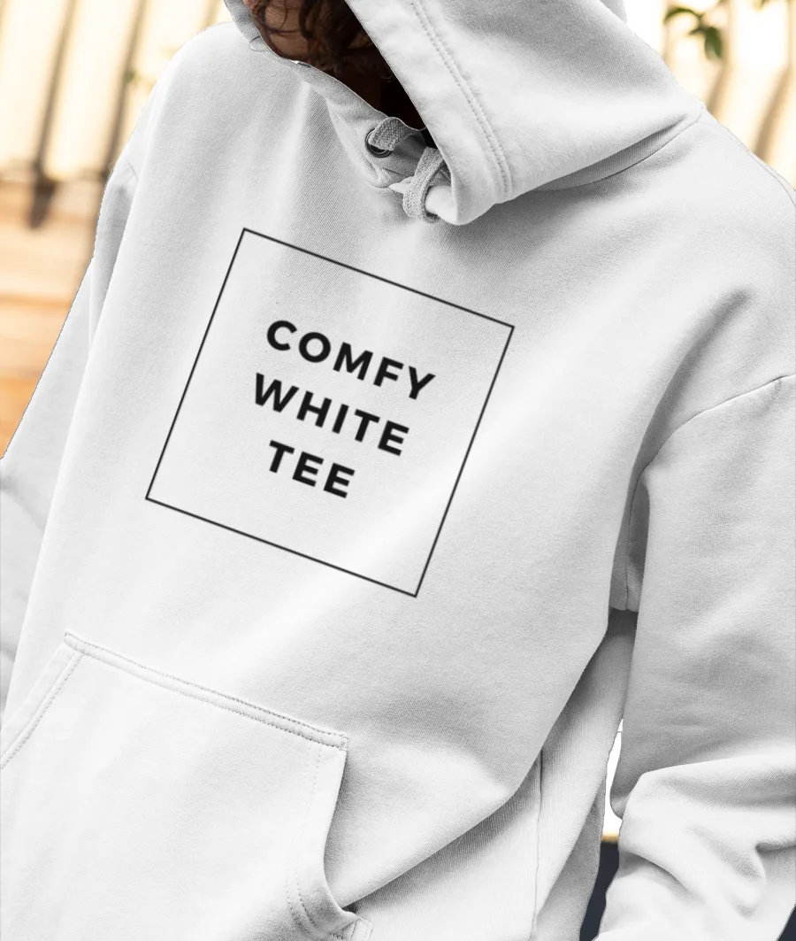 Comfy White Tee Front-Printed Hoodie