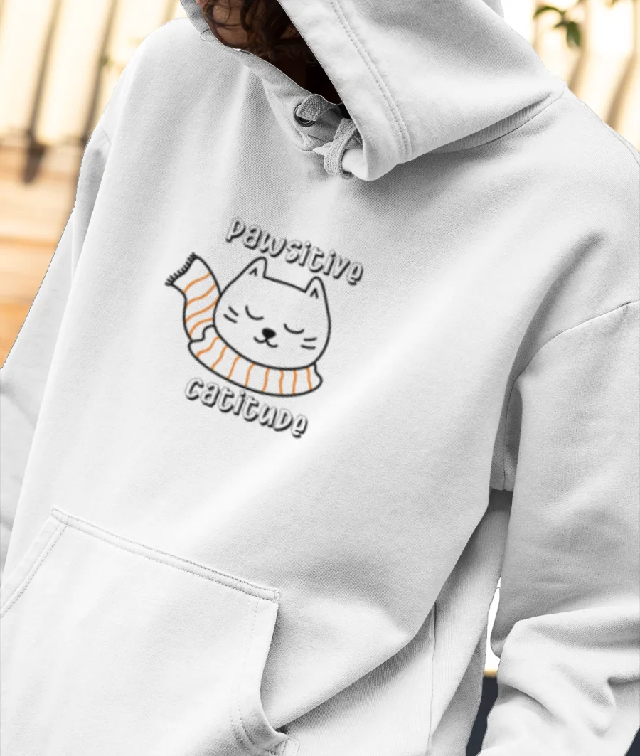 Pawsitive Catitude Front-Printed Hoodie