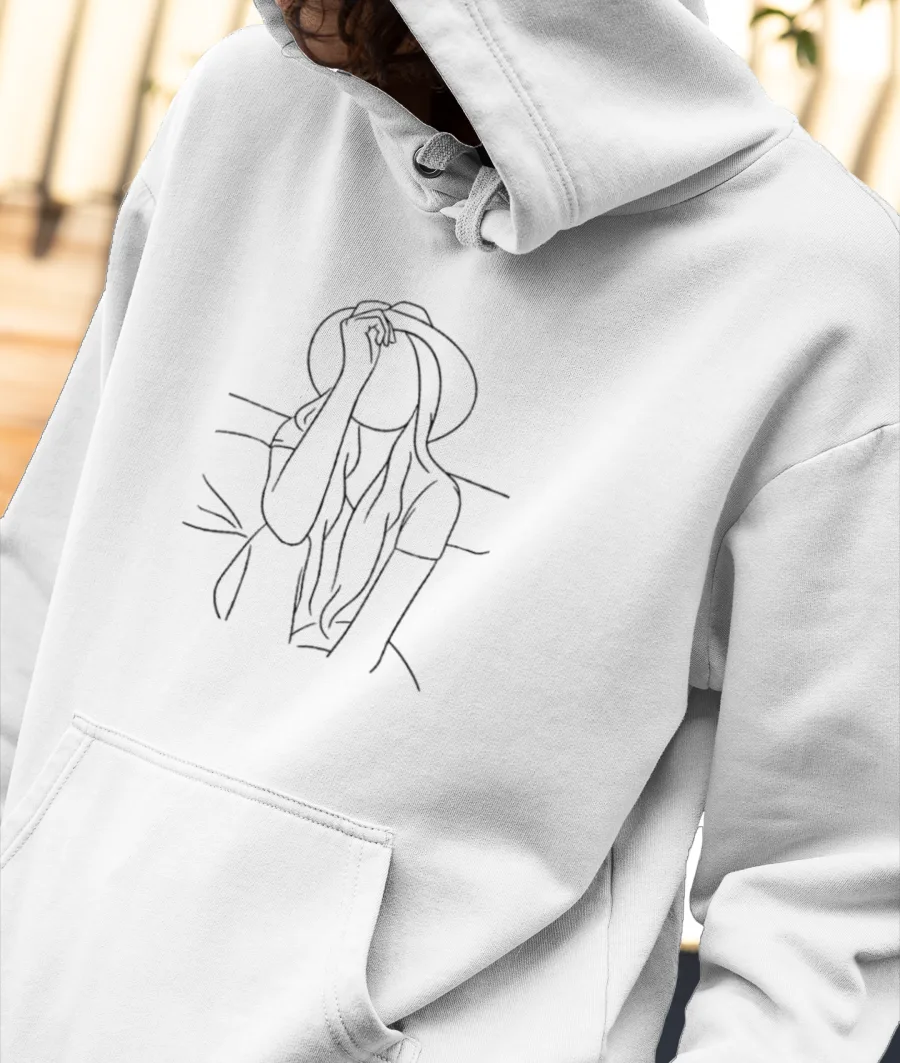 One line Face Art Front-Printed Hoodie